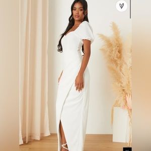 Lulus no greater love white puff sleeve dress